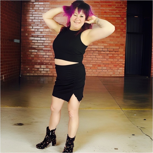 NEW Two-piece outfit black mini skirt black crop top clubwear sexy outfit fun su - Picture 6 of 8